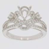 Sterling Silver Semi Mount Ring Setting Pear PE 7X5mm Princess Tiara Ring - Syzjewelry